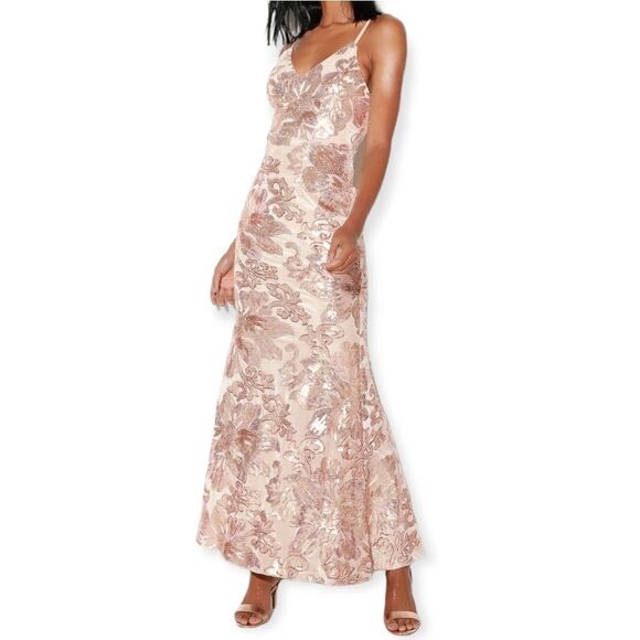 NWT LULUS Love to You Blush Sequin Maxi Dress S - Picture 5 of 10